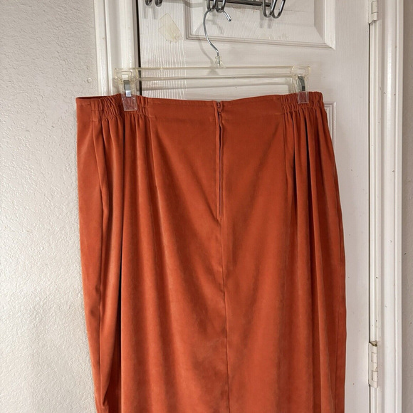 1X Or 18/20 Giorgia Fiorlini Beautiful Rust Color Stretchy Faux Suede Midi Skirt - Picture 4 of 6
